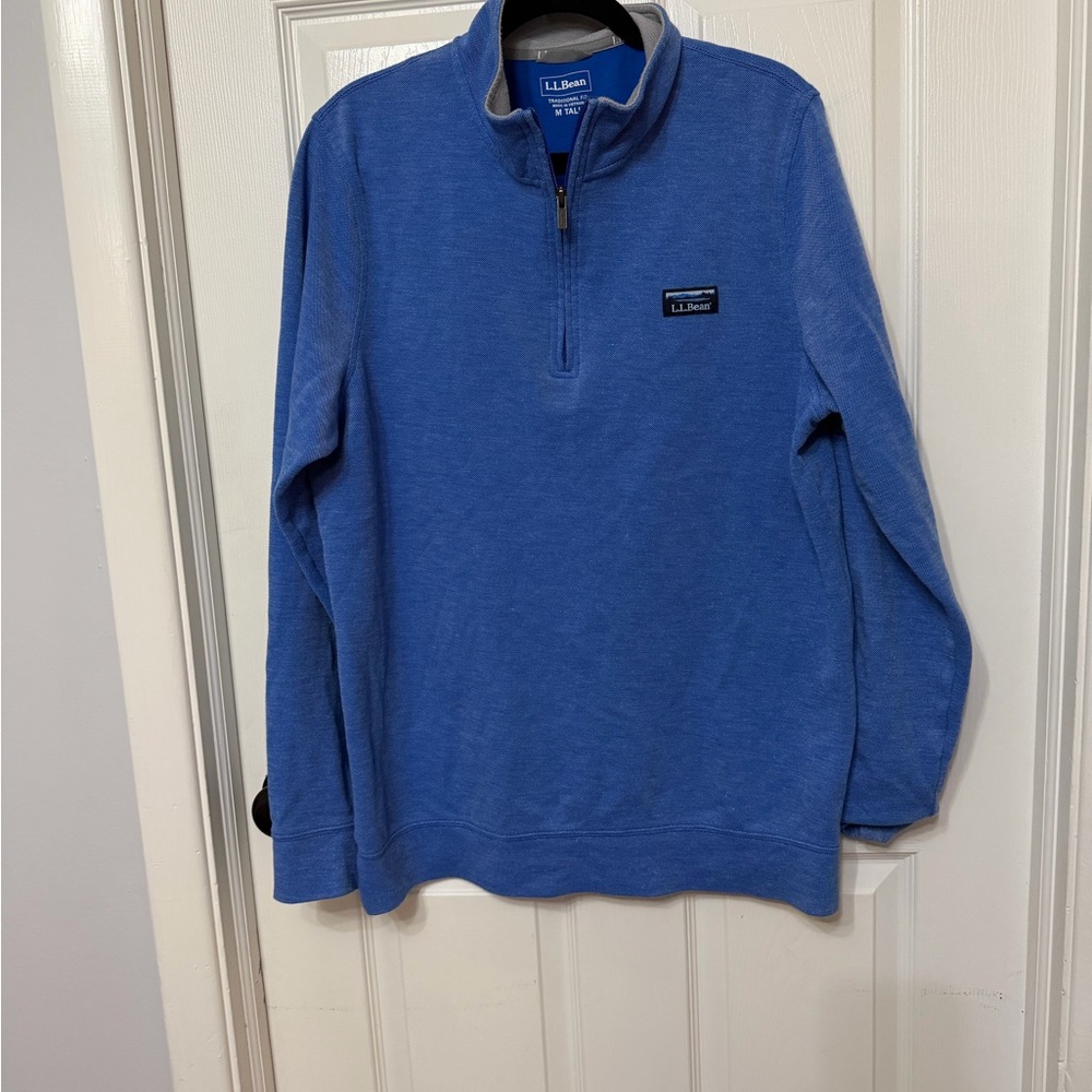 LL Bean Men's Comfort Stretch Pique Quarter Zip Pullover, Long-Sleeve med tall - Picture 2 of 5
